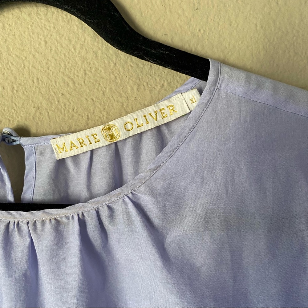 Marie Oliver Pennie Top Periwinkle Light Blue Purple Bohemian Boho Blouse Top - Picture 6 of 7
